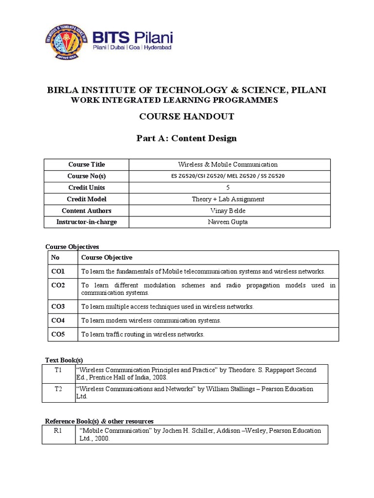 Wireless & Mobile Communication Course | PDF | Modulation | Channel ...