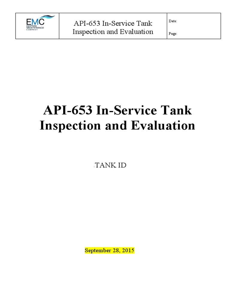 In-Service Tank Inspection Report | PDF | Corrosion | Leak