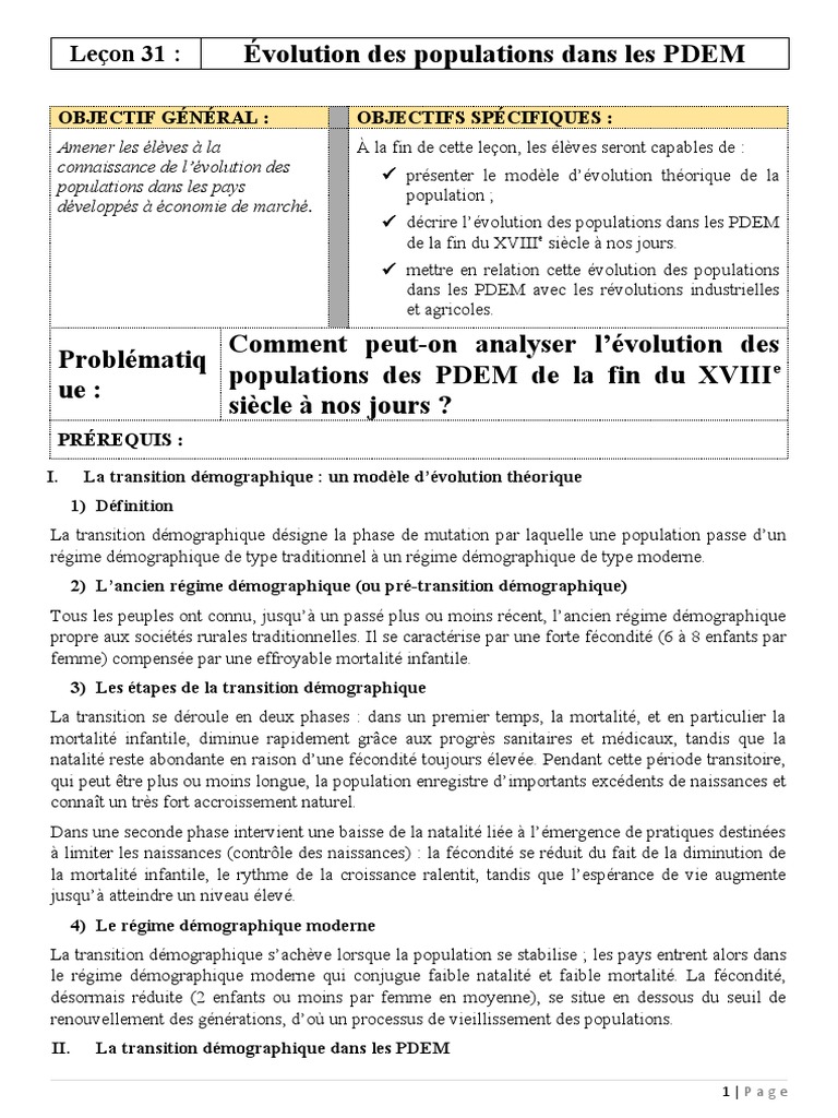 Évolution démographique dans les PDEM | PDF | Démographie ...