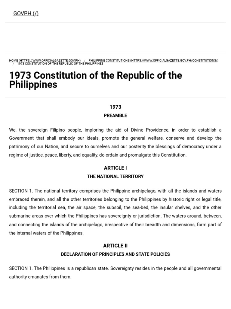 Preamble of the 1973 Philippine Constitution | PDF | Supreme Court Of ...