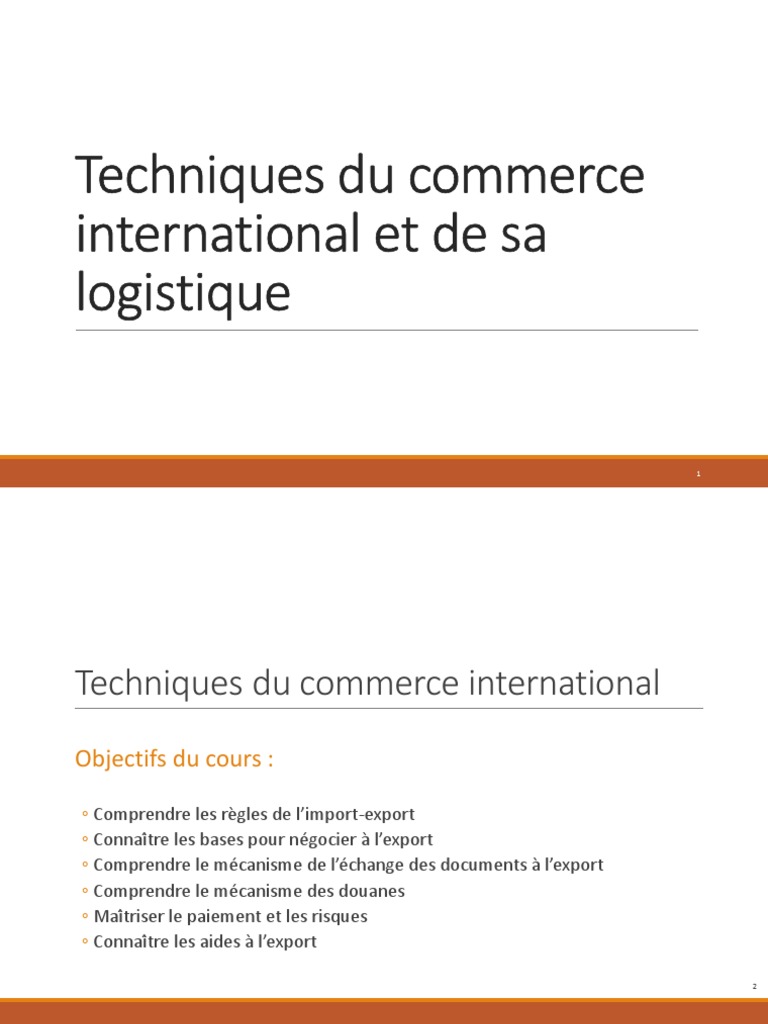 Techniques du commerce international | PDF | Économie | Commerce