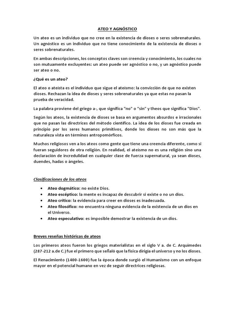 Ateo y Agnóstico | PDF | Agnosticismo | Ateísmo