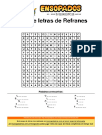 Sopa de Letras de Refranes