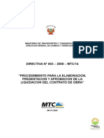 DIRECTIVA #003 - 2005 - MTC/14: Ministerio de Transportes Y Comunicaciones