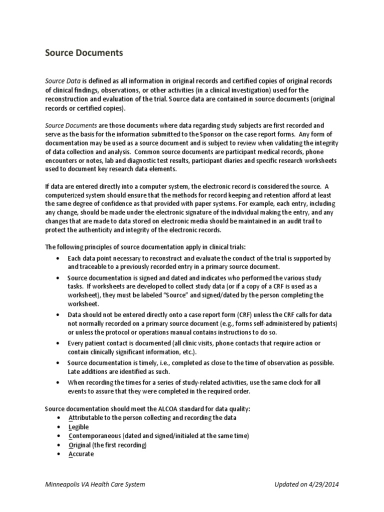 Source documents pdf records management clinical trial