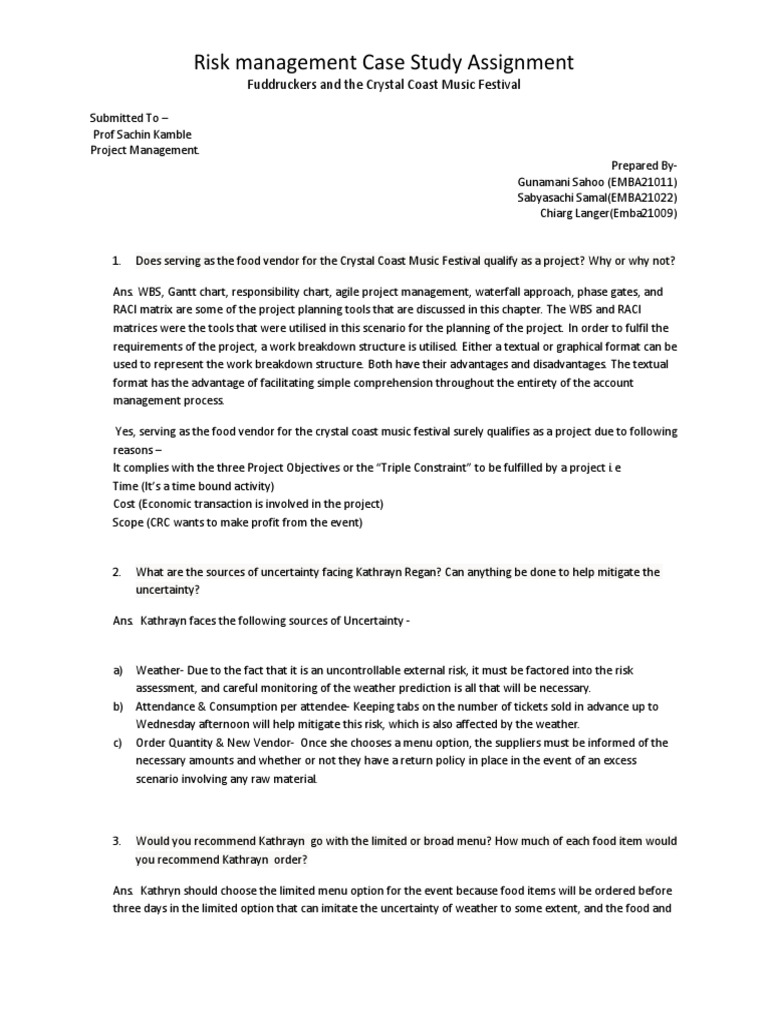 Risk Management Case Study PM | PDF | Project Management | Economies