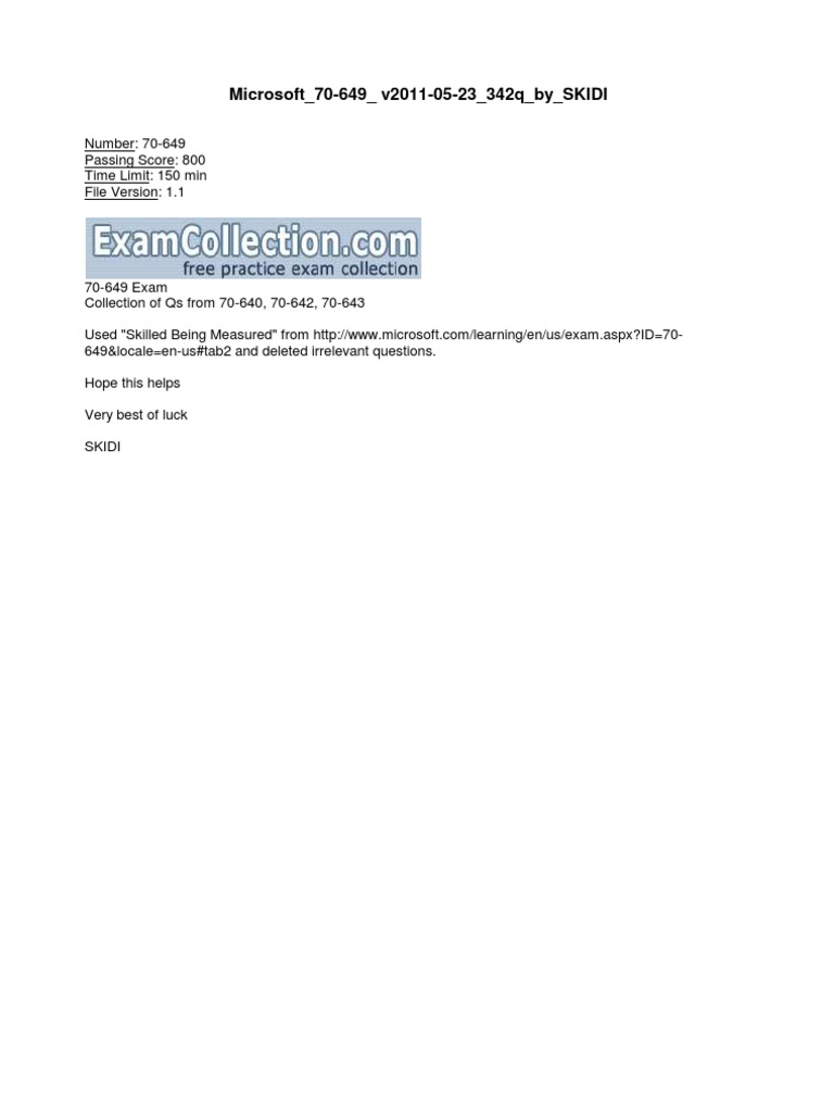 Microsoft Testking 70 649 V11 05 24 Active Directory I Pv6