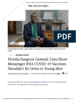 Florida Surgeon General Data Show Messenger RNA COVID-19 Vaccines Shouldn't Be Given To Young Men