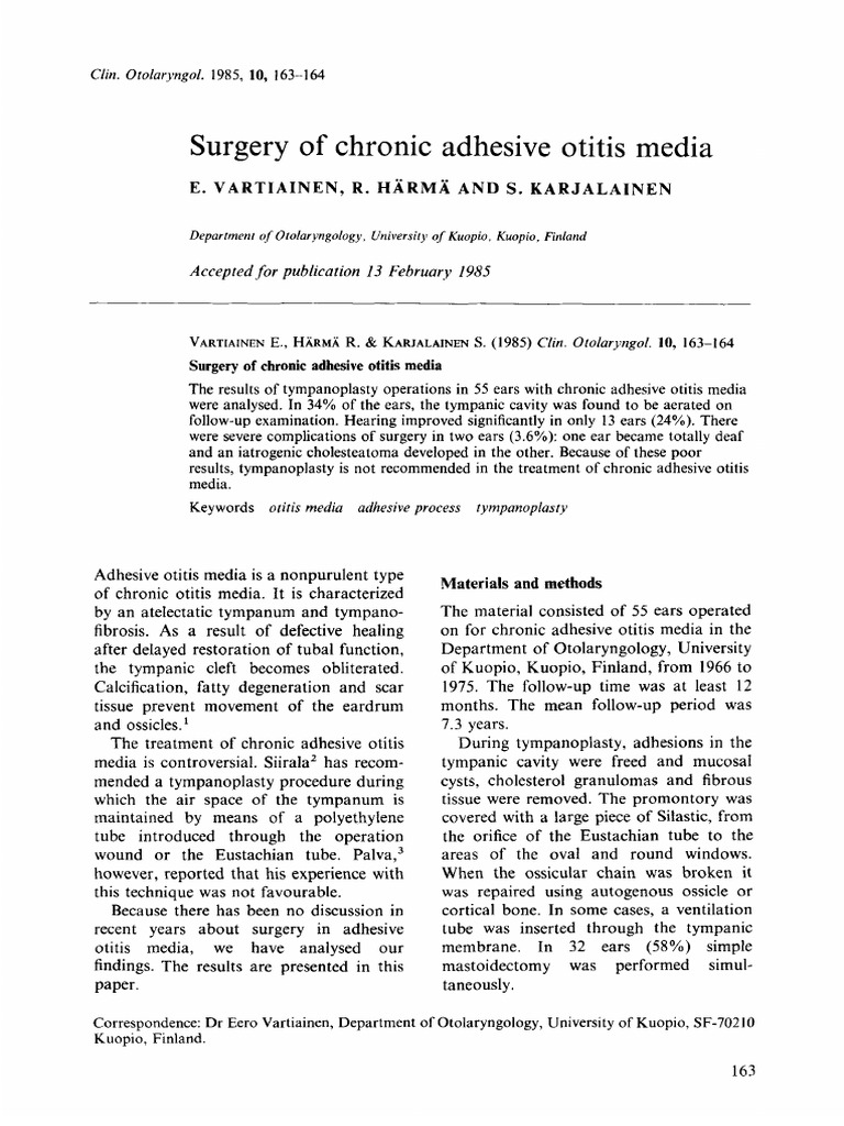 Surgery of Chronic Adhesive Otitis Media PDF