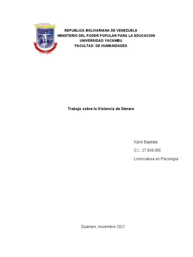 Violencia de Género: Causas y Tipos | PDF | La violencia contra las ...