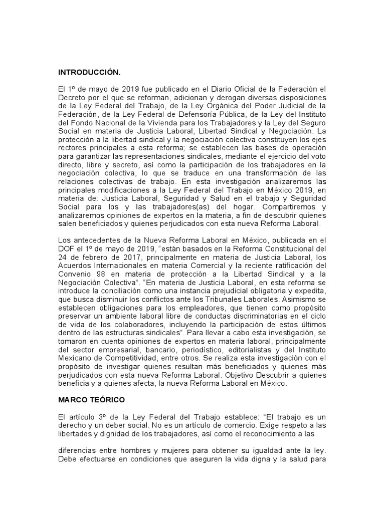 Análisis de la Reforma Laboral 2019 | PDF | Derecho laboral | México