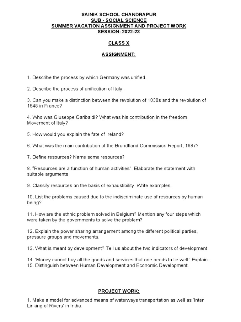 Social Science Assignment Overview 2022-23 | PDF | Resource | Mahatma ...