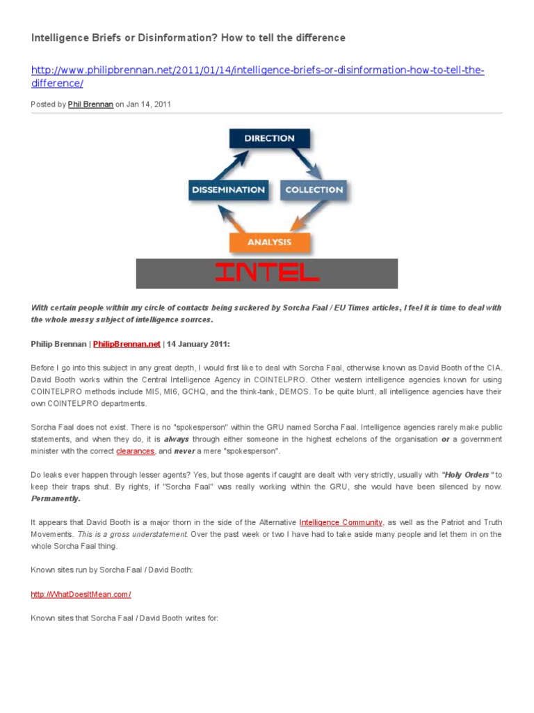 Discerning Intelligence from Disinformation | PDF | Secret Intelligence ...
