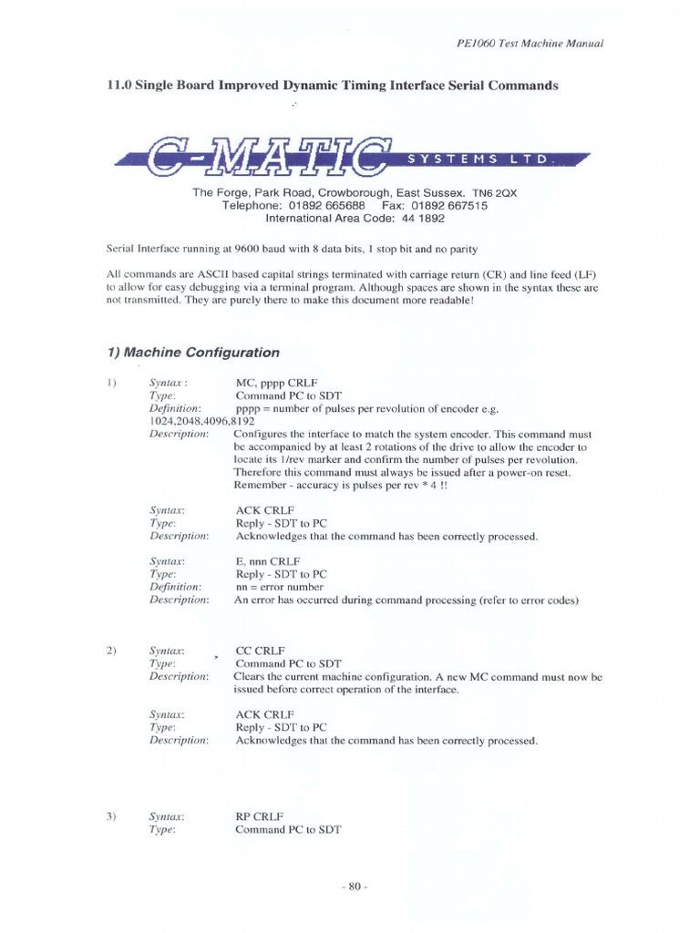 Protocolo Comunicacao Serial CMATIC PE1060 | PDF