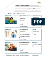 Teste de Compreensão Oral - 8ºano - Francês