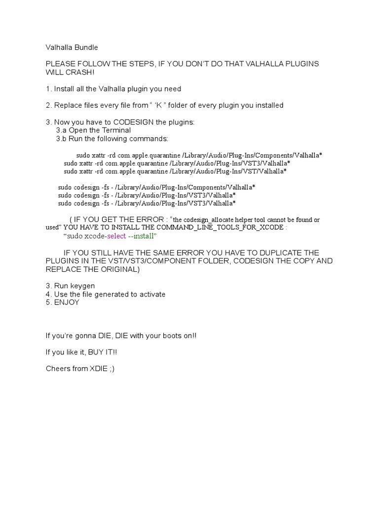 Valhalla Plugin Installation Guide | PDF