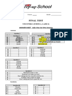 Answer Sheet Uncover 3 - Units 1 2 and 3