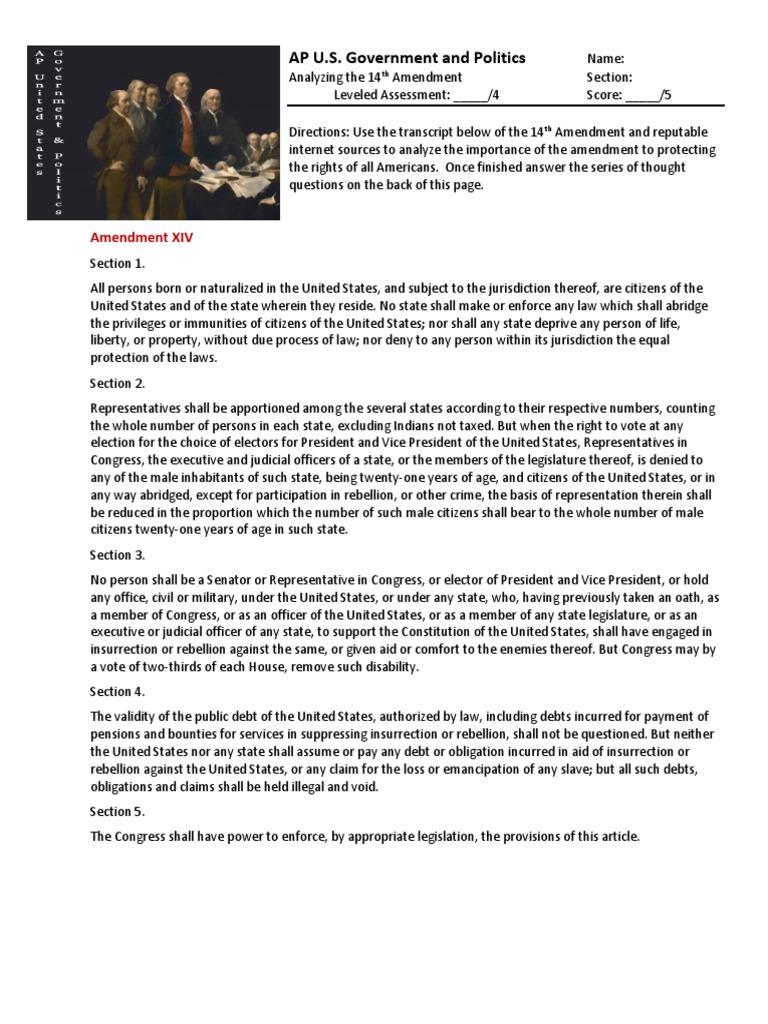 Analyzing the 14th Amendment's Impact | PDF | Politics | Law