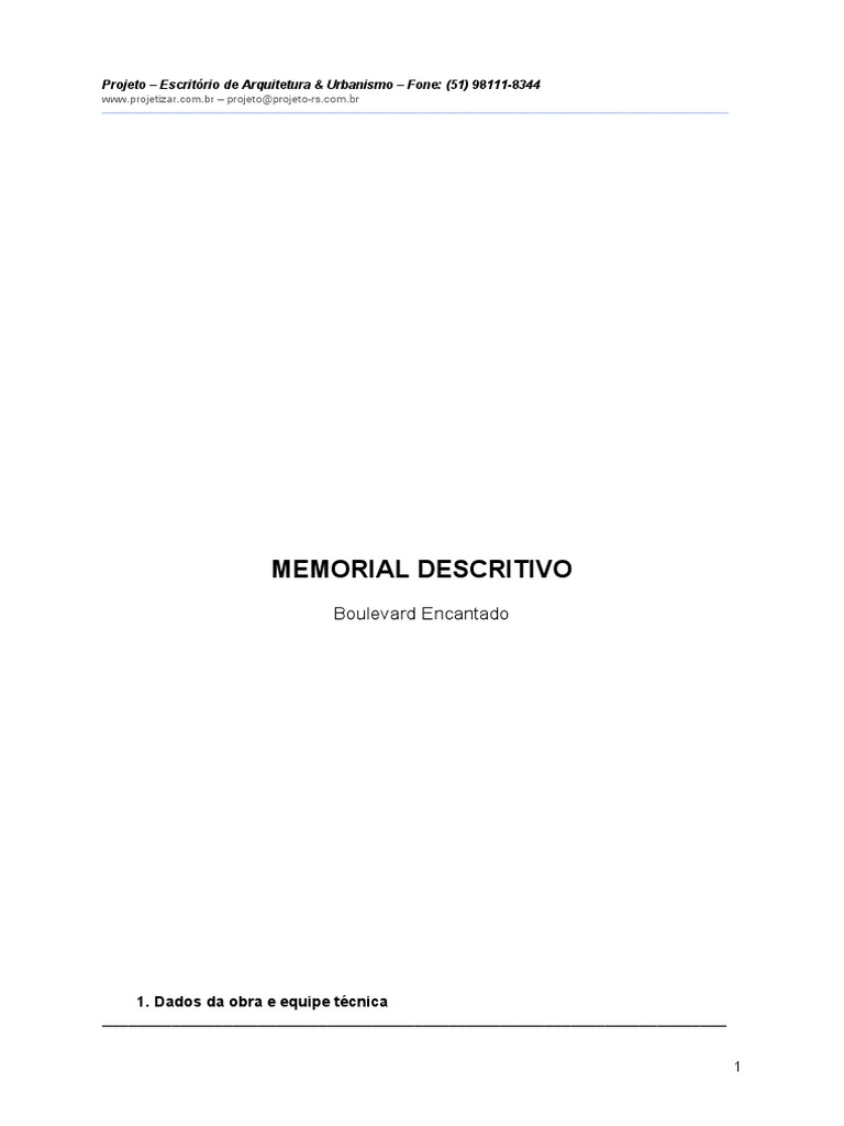 Memorial Descritivo do Boulevard Encantado | PDF | Argamassa (alvenaria ...