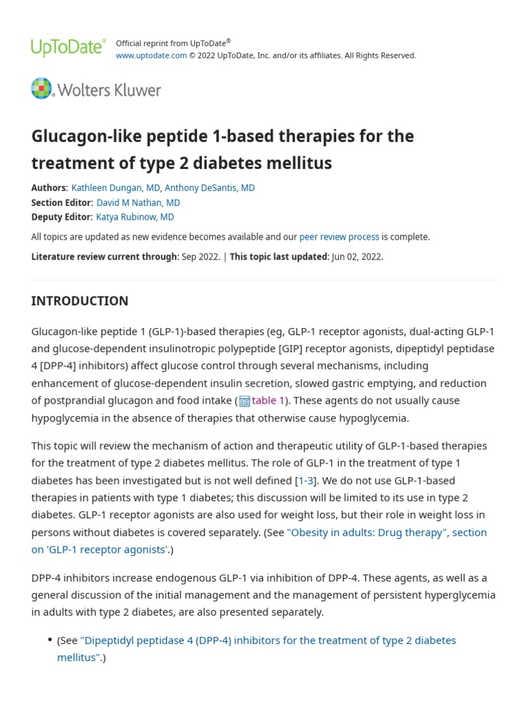 Image showcasing Glucagon-Like Peptide 1-Based Therapies For The Treatment of Type 2 ...
