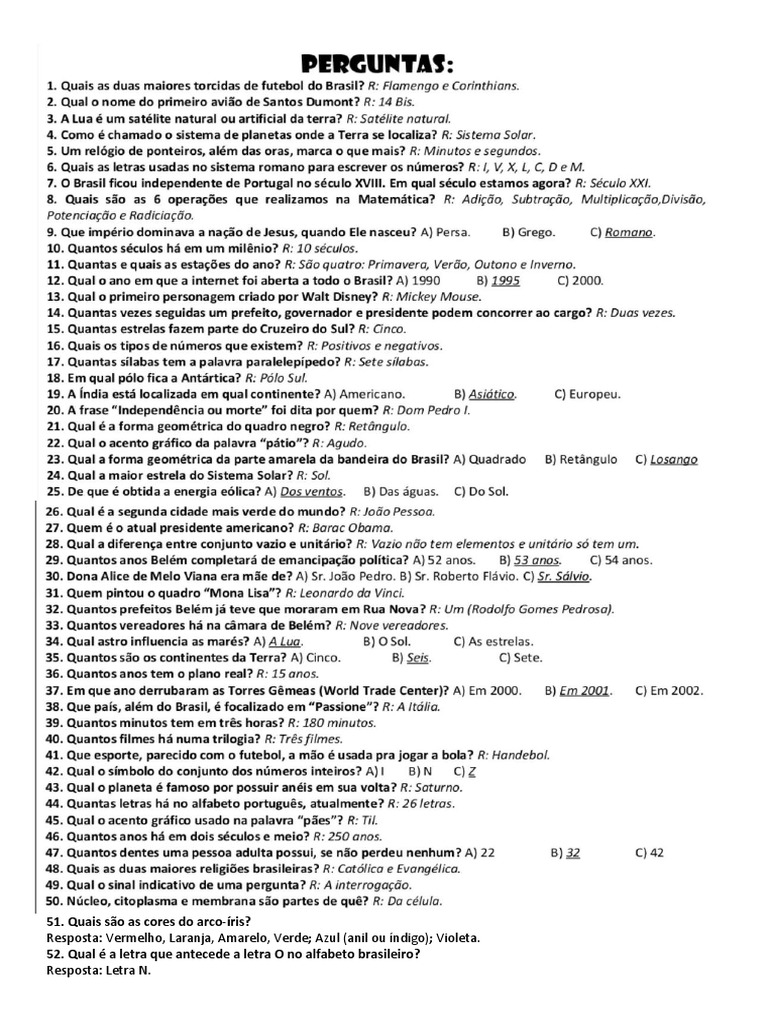Perguntas Passa Ou Repassa 1 | PDF