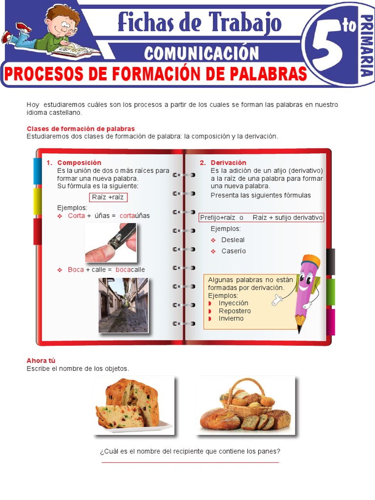 Procesos de Formación de Palabras para Quinto Grado de Primaria | PDF ...