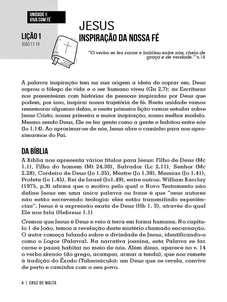 Jesus inspira o da nossa f cruz de malta aluno 2022 02