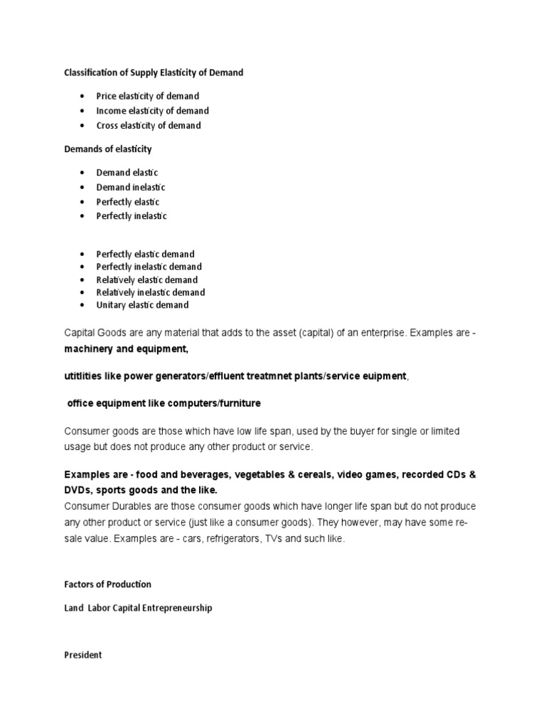 Classification of Supply Elasticity of Demand | PDF