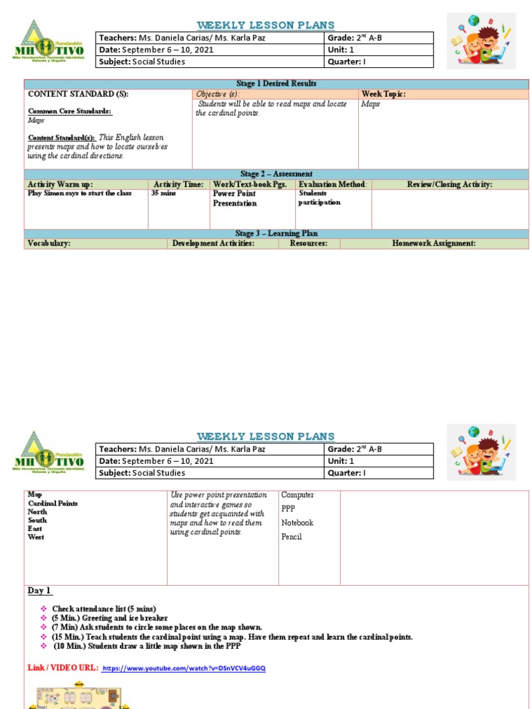 Social Studies Weekly Lesson Plan Sept 6 10 PDF Lesson Plan