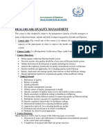 Healthcare Quality Managemnt Course