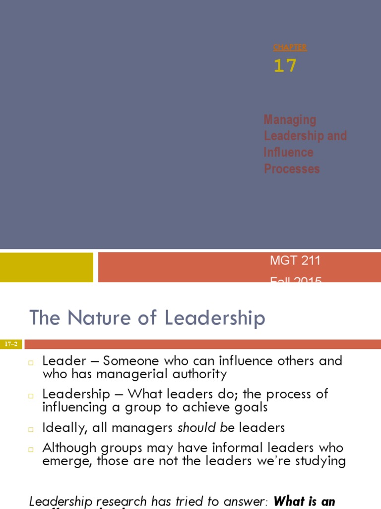 Chapter 17 Managing Leadership And Influence Processes Pdf