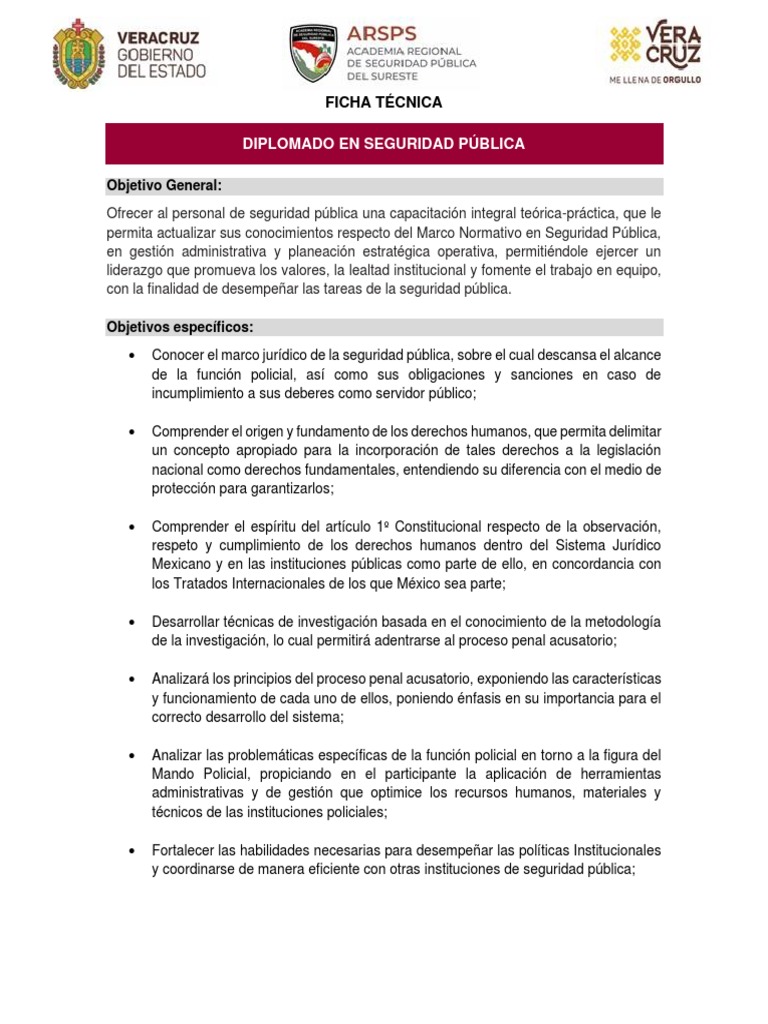 Diplomado en Seguridad Pública Integral | PDF