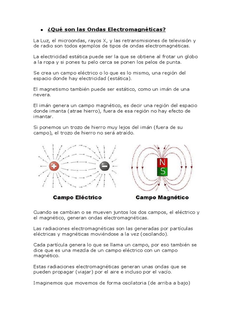 Qué Son Las Ondas Electromagnéticas Pdf Olas Radiación