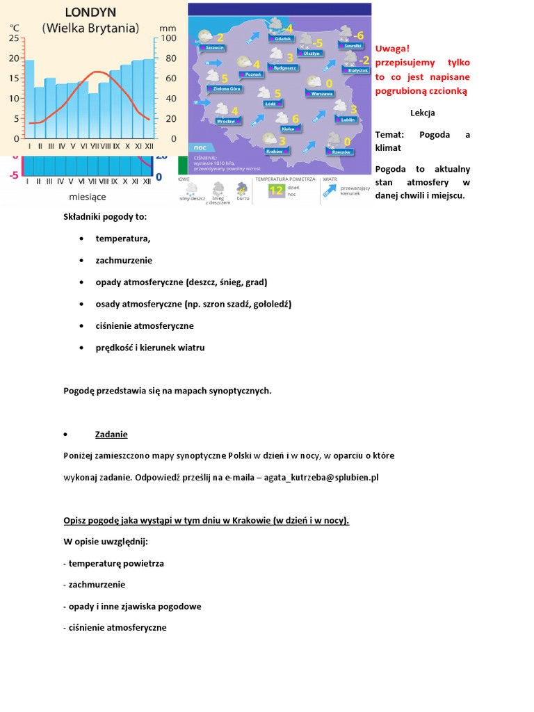 Pogoda A Klimat Klasa 5 Test Pogoda A Klimat | PDF