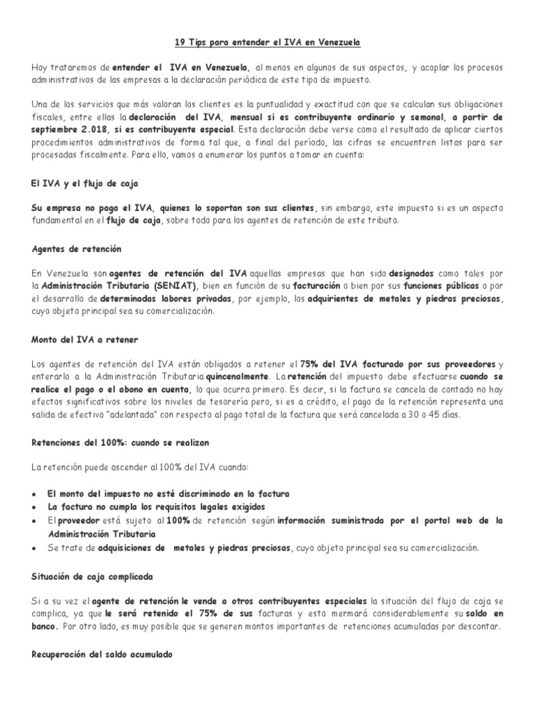 Entendiendo el IVA en Venezuela | PDF | Impuesto al valor agregado ...