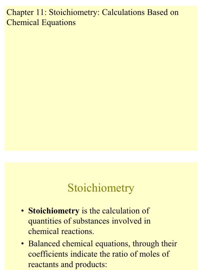 11 Stoichiometry Calculations Based On Chemical Equations | PDF ...