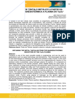 Obtenção de Tântalo Metálico A Partir Da Redução Magnésiotérmica A Plasma Do Ta O