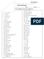 Guía Repaso Factorizacion de Expresiones Algebraicas