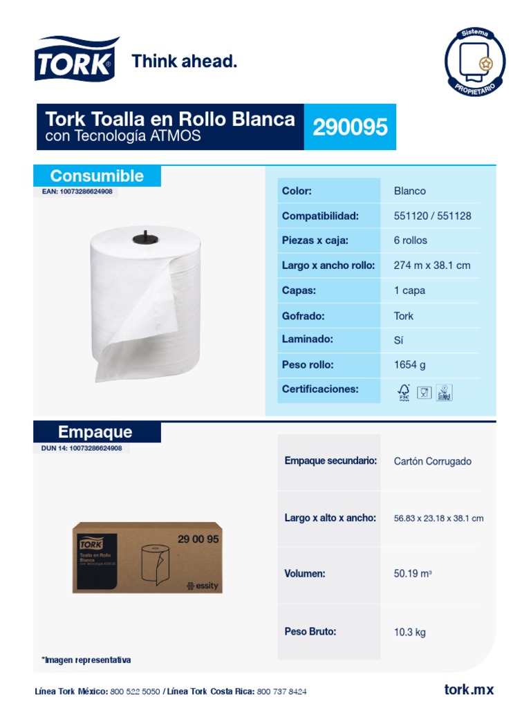 Tork Toalla en Rollo Blanca: Consumible | PDF