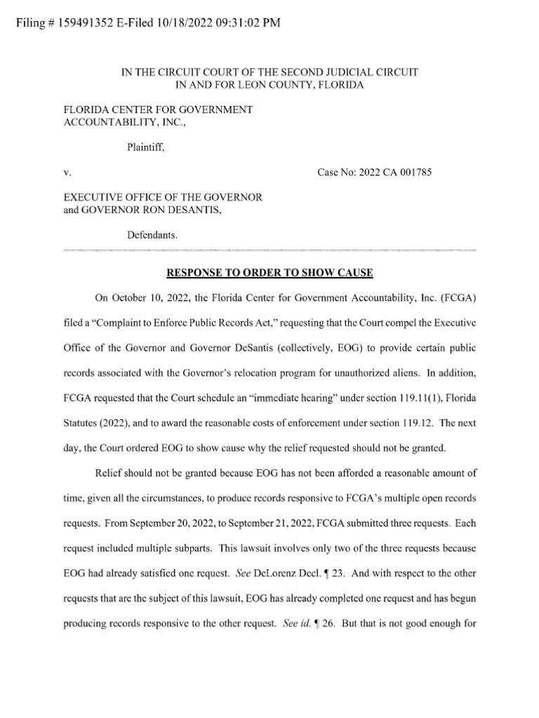 DeSantis Records Response | PDF