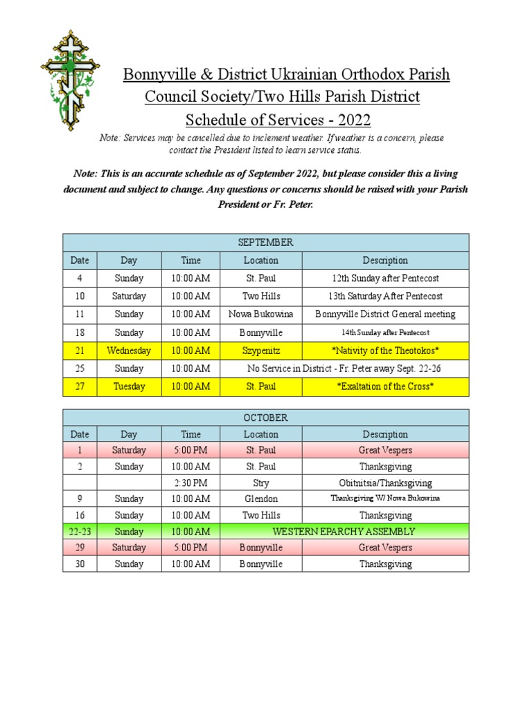 Bonnyville and Two Hills Districts SeptDec 2022 Service Schedule PDF