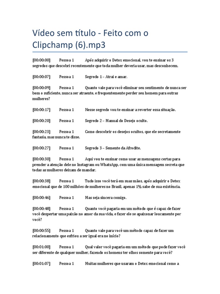 Vídeo Sem Título Feito Com o Clipchamp (6) .mp3 PDF Amor Mulher
