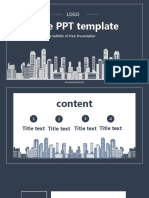 Blue City Building Silhouette PowerPoint Templates