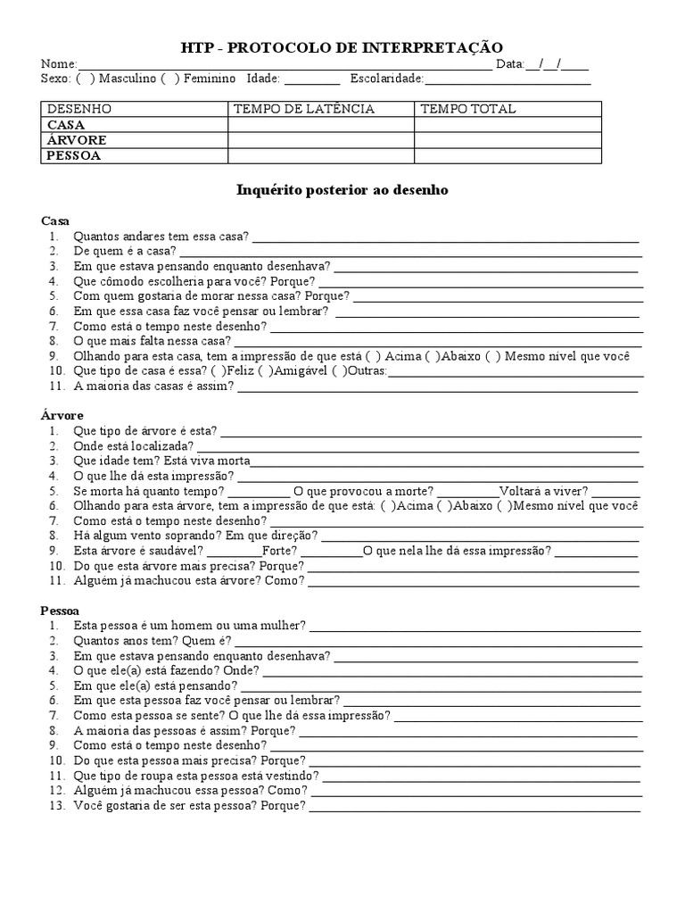 Conceitos Interpretativos Do Teste HTP | PDF