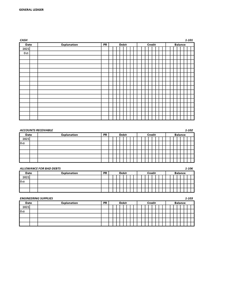 General Ledger Template Example | PDF | Debits And Credits | Expense