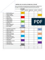 Cronograma de Limpieza de Las Instalaciones Del Cecuna