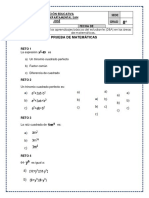 Prueba de Matematicas 8° Grado