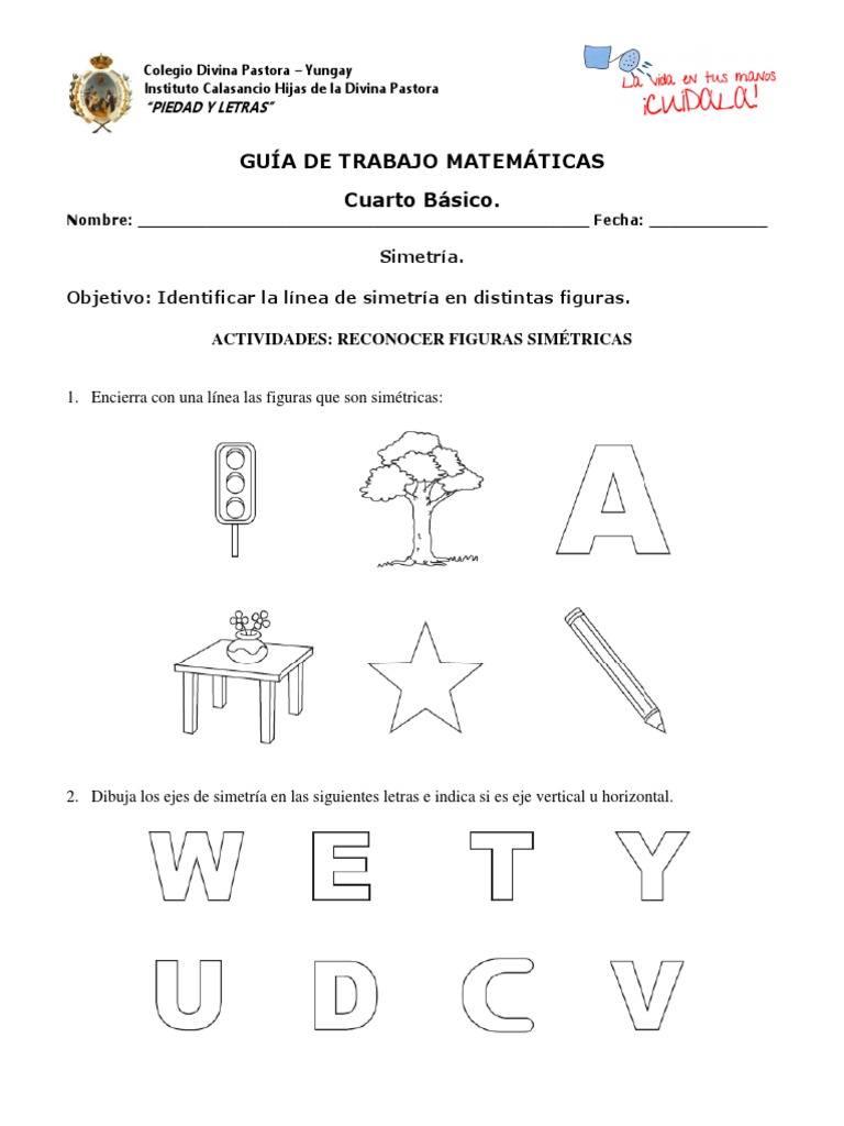 Guía de Simetría para Cuarto Básico | PDF | Métodos y materiales de ...
