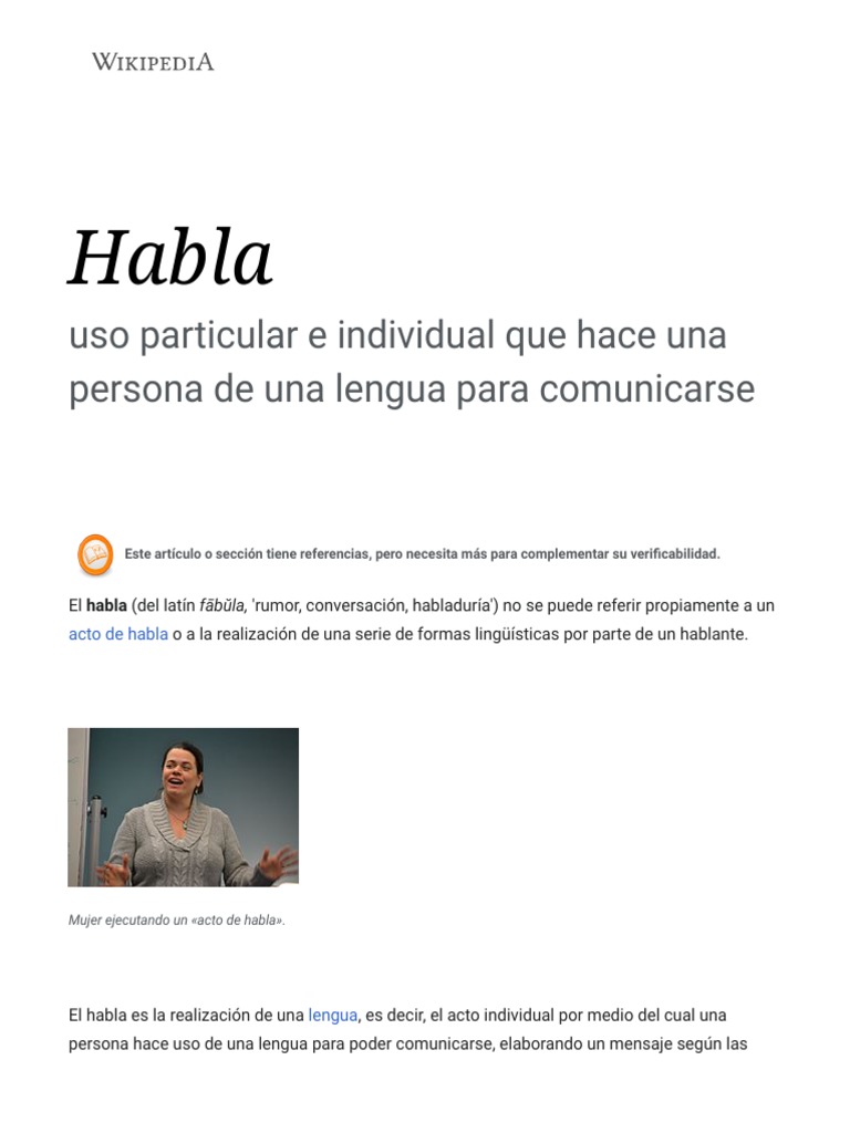 Habla - Wikipedia, La Enciclopedia Libre | PDF | Artes del Lenguaje y ...