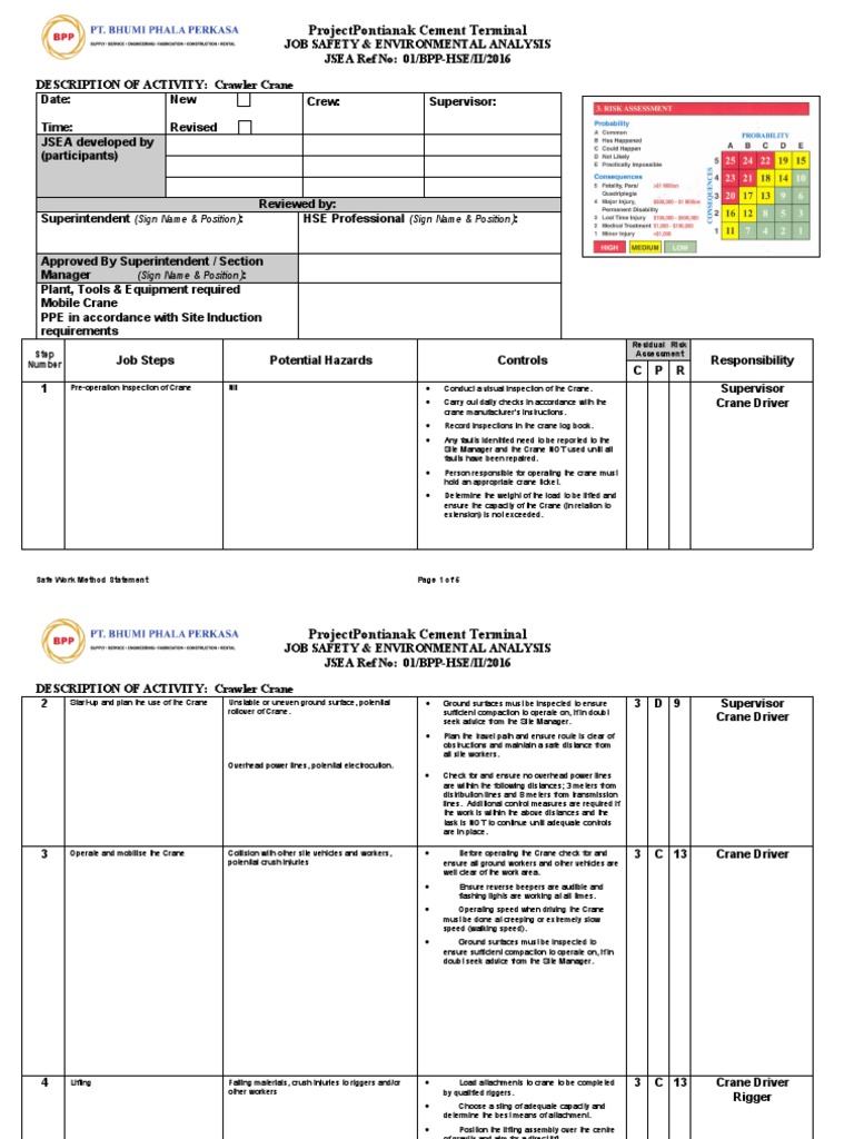 JSA GC10 Crane Lift PDF Crane (Machine) Risk